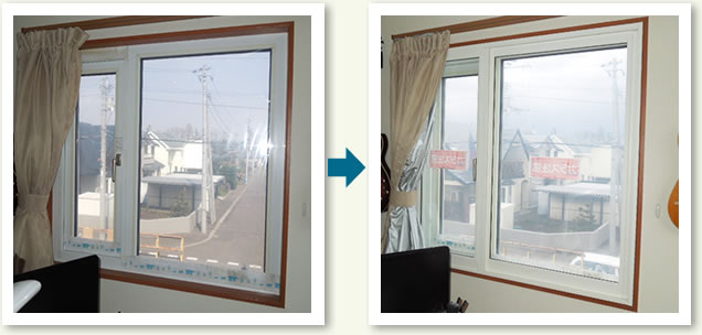 内窓取付の施工前・施工後の比較
