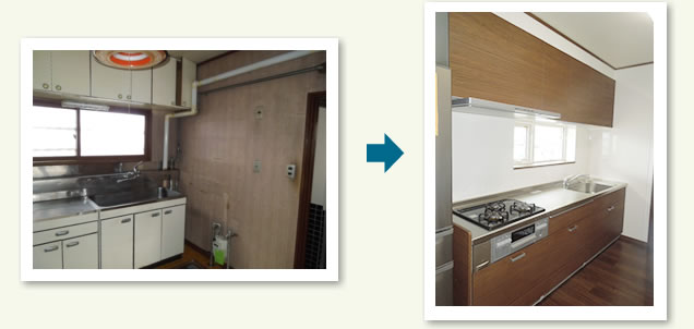 キッチン交換の施工前・施工後の比較